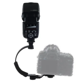 C Tvarované Držiak F Flash LED Video Svetlo DC DSLR SLR Fotoaparátu, Mini DV Videokamera