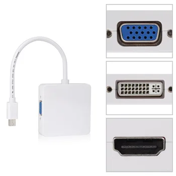 Mini Display Port Thunderbolt rozhrania HDMI / DVI / VGA 3 v 1 M a c Pro, Displej Port, Kábel Konverzný Adaptér