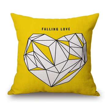Móda Vysoko Kvalitné Bavlnené Obliečky Nordic Dizajn Žltá Jednoduché Geometrie Auta Dekoračné Obliečky Na Vankúš Vankúš Sofa Domova