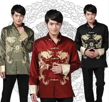 Tang zhuang top dlhý rukáv čínskej tradičnej kostým tradičné top pre mužov čínskeho festivalu kostým