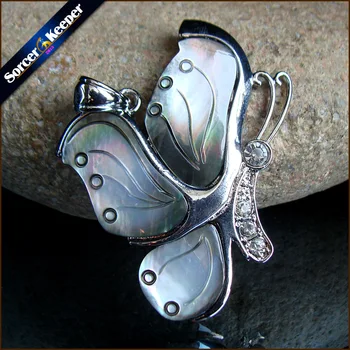 Vintage Prírodné Veľké Kovové Wraped Motýľ tvarované Mozaika Abalone Sea Shell Prívesok Reťazca Náhrdelník Šperky Pre Ženy M498