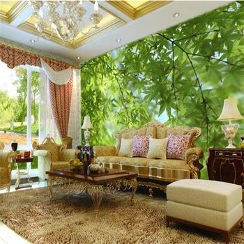 Beibehang Foto Tapety pre obývacia izba gauč spálňa 3D Stereo Veľké nástenné Maľby Zelené listy scenérie nástennú maľbu, tapety na steny, 3 d