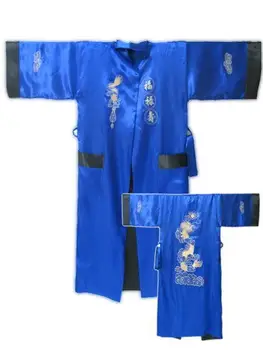 Hot Predaj Červená Čierna Muž Hodváb Reverzibilné Župan Dve Tváre Nočná Košeľa Výšivky Sleepwear Vintage Kimono Podpora Jedna Veľkosť S3008