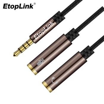 EtopLink 3,5 mm Audio Splitter Kábel pre Počítač Jack 3,5 mm 1 Muž 2 Žena Mic Y Splitter AUX Kábel Headsetu Splitter Adaptér