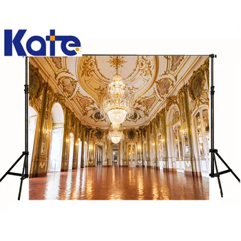 Kate Fotografické Pozadie Golden Palace Luster Krištáľové Lampy, Foto Photocall Pozadia Chlapec Deti 8 x 8 ft