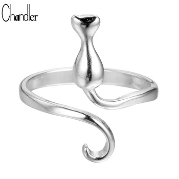 Chandler Veľká Podpora 925 Sterling Silver Dlhý Chvost Mačky Pre Ženy Zábal Svadobný Prsteň Zásnubný anillos mujer Prst Šperky