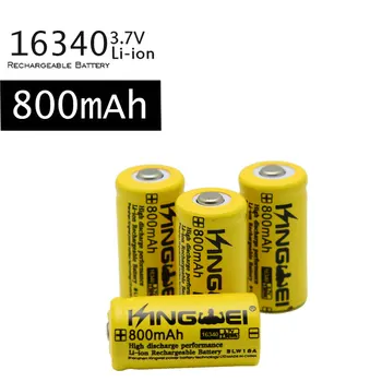 10Pcs/Veľa Žltá KingWei CR 123A 16340 800mAh 3,7 v Li-ion Nabíjateľná Batéria Pre Baterku LaserPen