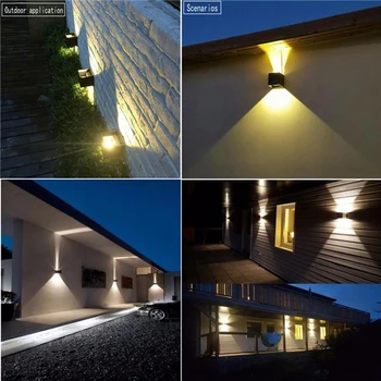 Hore / Dole Vodotesný LED Záhrada, veranda Nástenné Svietidlo ,12W Lúč Nastaviteľný Uhol Vonkajšie Vnútorné Steny Sconce Light cool / teplá biela
