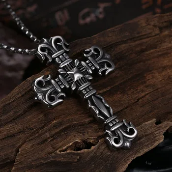 Hemiston Veľký Kríž s Európou vzor retro móda a titánové ocele cross prívesok mužov prívesok náhrdelník punk šperky N090
