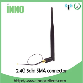 2.4 GHz, 5dBi 802.11 b/g WiFi Antény, Anténne RP-SMA Male Bezdrôtový Router Router+21 cm PCI U. FL IPX na RP SMA Male Pigtail Kábel