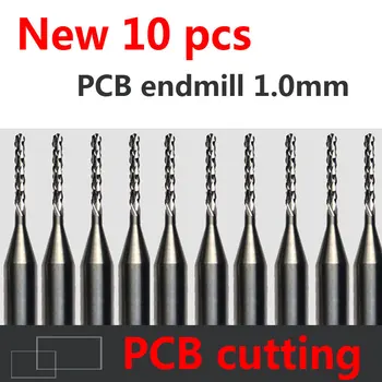10pcs Karbidu PCB CNC Gravírovanie Bitov Konci Frézovanie Fréza, rezanie, vŕtanie otvoru endmill 1.0 mm Priemer # ST3.107