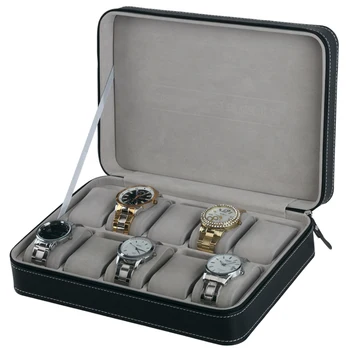 Multifunkčné Kvalitné Kožené Zips Sledovať Taška Prenosná Kožená Taška Sledovať Prípade 10Sets Náramkové hodinky Box Úložný Módne Hodinky Boxy