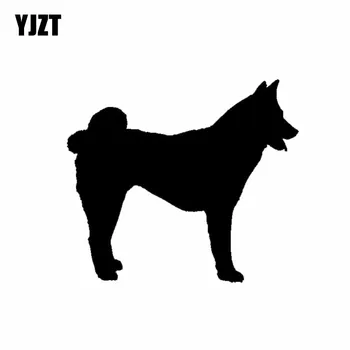 YJZT 14 CM*12.3 CM Akita Pes Plemeno Vinylová Dekorácia Auta Nálepku Čierna/Strieborná C2-3255