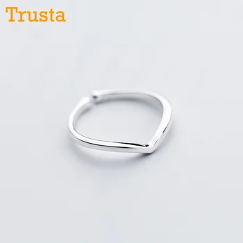 Trusta 2018 Ženy Tvaru Krúžku List Otvorenie Módne Šperky Čistý 925 Sterling Silver Prst Krúžky Najlepší Darček DS435