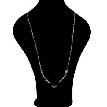 Zlatá Farba Trojuholník Prívesok Náhrdelníky Etnických Vintage Šperky s Dlhým Reťazcom Kameň Náhrdelník Ženy Collier SNE160267