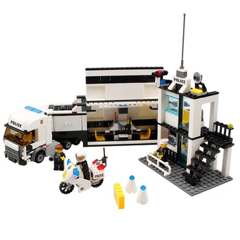 KAZI Policajnej Stanice Nákladné automobily vrtuľník Stavebné Bloky Nastaviť Kompatibilné Legoe Mesto DIY Konštrukcie Tehál, Hračky pre deti, chlapci