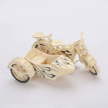 Drevené 3D model DIY logická hračka baby darček ručné práce, montáž drevených hra motorová trojkolka tri kolesá woodcraft construction kit 1pc