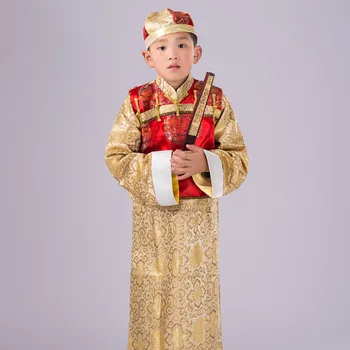 Čínsky Kroji Princ Kostým Chlapci Kostým Župan+ Vesta +klobúk Dieťa Kostým Čínsky Film Oblečenie