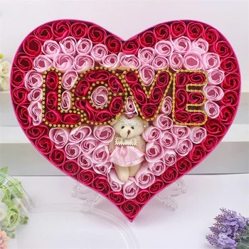 Romantický Valentín Dar, Darček k Narodeninám 100ks Mydlo Ruža Kvet s Baby Bear Darčeka Dekoratívne Kvety