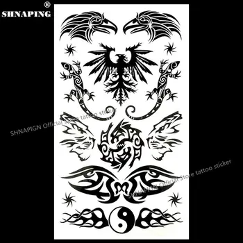 SHNAPIGN Lizard Eagle Totem Dočasné Tetovanie Body Art Rameno Flash Tetovanie Nálepky 17*10 cm Nepremokavé Falošné Henna Bezbolestné Nálepky