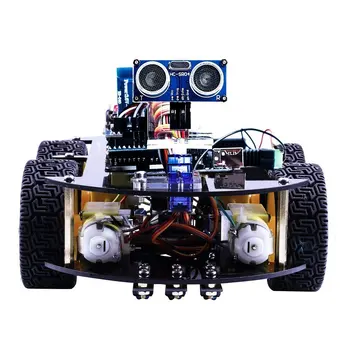 Inteligentný Robot do Auta pre DIY UNO R3 s Ultrazvukový Senzor /Bluetooth moduly / Diaľkové a výukového CD