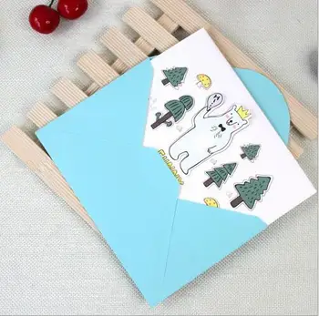 1PACK/Veľa Nových Jednoduché Vintage 3D animovaný Zvierat série Pozdrav kartu nastaviť farebné obálky narodeniny karty/bookmark/maloobchod