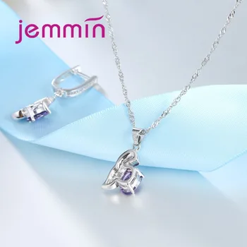 Jemmin Nové Osobné Geometrické 925 Sterling Silver Náhrdelník Nové Trendy Farebné Opal Kameňa a Veľké Fialové Krištáľové Šperky