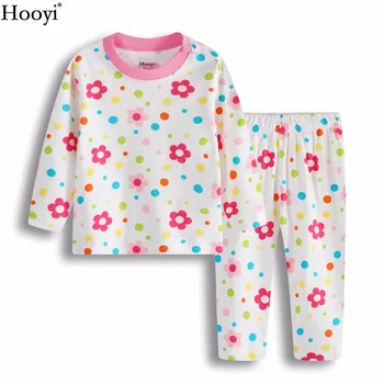 Hooyi Baby Girl Sleepwear Vyhovuje Lienka Vtákov, Zvierat Dieťa Pyžamo Ružové Bavlnené Kvetinový Novorodenca Spánku Nastaviť Deti Oblečenie 0-2Year