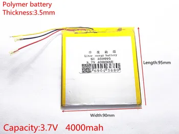 Tri drôt batérie.3.7 V 4000mah (polymér lítium-iónové batérie), Li-ion batéria pre 7 palcový tablet pc MP3, MP4 [359095] Doprava Zadarmo