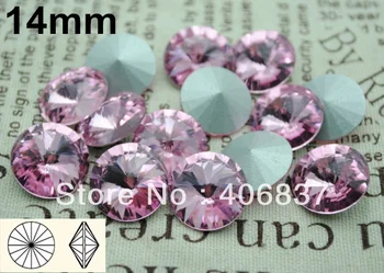 100ks/Veľa, 14 mm Light Rose Crystal Rivoli Kamene, Doprava Zadarmo! Čínsky Najvyššej Kvality Crystal Rivoli