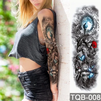 Nový 1 Kus Dočasné Tetovanie Nálepky Japonský samuraj kvetinový vzor, Plný Kvet Tetovanie s Ramenom Body Art Veľké Veľké Falošné Tetovanie