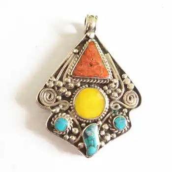 TBP404 Nepál Indickej Prívesok Medi Mozaikové Farebné Kamenné Vintage Šperky Veľké Prívesky pre Dievča