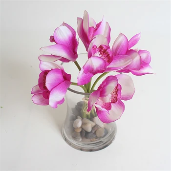 Skutočný Dotyk cymbidium 6 kvet hlavy/kus umelý kvet lacné orchidea umelá orchidea, kvetinové dekorácie pre domáce dekorácie