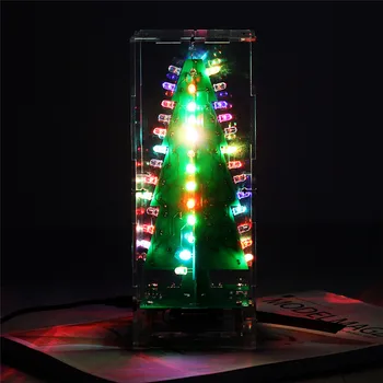 DIY Kit RGB LED Blesk Okruhu Kit Farebné 3D Vianočné Stromčeky Auta MP3 Music Box s Shell Vianočný Darček Elektronické Zábavné Suite