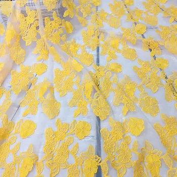Cindylaceshow Žltá francúzsky Organza Čipky Textílie Čistý Vyšívané Čipky a Tylu Textílie Šaty, Šitie Čipky Oblečenie Domova DIY Plavidlá