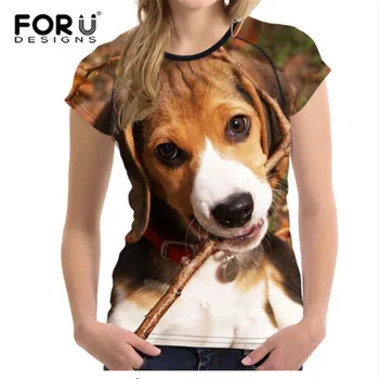 FORUDESIGNS 3D Funny T-shirts Ženy Novinka Letné Topy Tees Dog T shirt Ženy, Módne Tričká Vetement Femme Harajuku