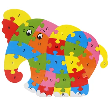 Drevené Zviera Slon Dinosaura ABC Abecedy Vzdelávania 3D Puzzle Skladačka Spravodajské Hry, Hračky Pre Deti Deti