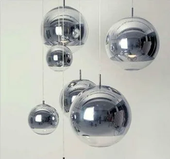 Moderné módne Á chrome sklenenú guľu Prívesok svietidlo TOM doma deco obývacia izba DIY strieborný prívesok žiarovka E27 žiarovka