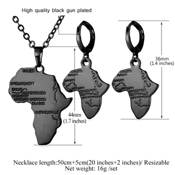 Starlord Afriky Šperky Set Prívesok Náhrdelník&Náušnice Kvapka Ženy Darček Žlté Zlato Farby Afriky Mapu Etiópskej Šperky PE873