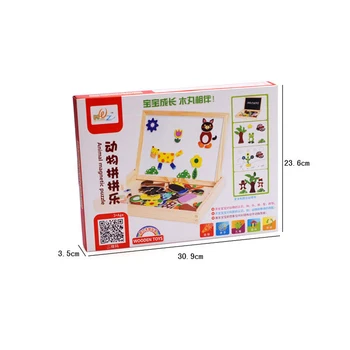 Deti hračky Magnetické puzzle pre deti, dievčatá, chlapcov vzdelávania vzdelávanie drevených Hračiek 3d Puzzle zvieratá doskové hry rysovaciu dosku