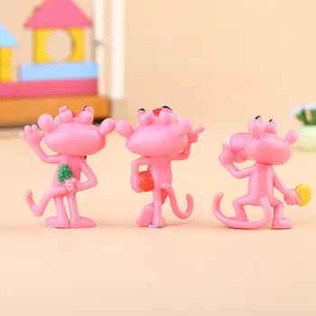 6pcs/set Krásne Pink Panther Akcie Obrázok Hračky Roztomilý Kreslený 4,5 cm Mini PVC Zvieratá Model Kolekcie Deti Darček Hračky