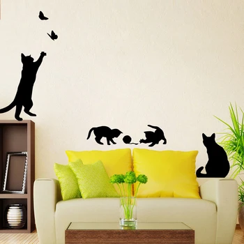 Hot predaj kreatívne HOBBY Krásna mačka samolepky na stenu domova obývacia izba samolepky na stenu pre deti izby, spálne