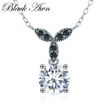 [BLACK AWN] 925 Sterling Silver Jemné Šperky Nastavuje Trendy Zapojenie Sady Svadobný Náhrdelník+Krúžok pre Ženy PR035