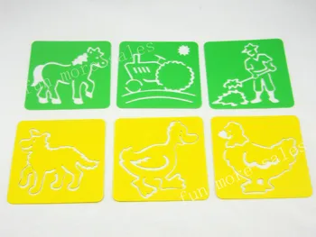 12Designs/súbor Šablóny na maľovanie Deti farmy kresliace šablóny Plastové dosky Dieťa hot hračky pre deti Washable128x128x0.6 mm