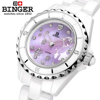 Švajčiarsko Binger Priestor keramické módne náramkové hodinky quartz dámske hodinky Kolo drahokamu hodiny Vode Odolný BG-0412-2