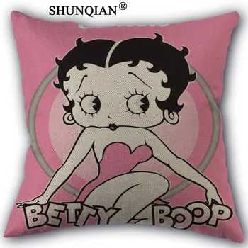 Vlastné Betty Boop obliečka na vankúš Vlastné Bavlnená posteľná Bielizeň Hodiť Vankúš obliečka na Vankúš Prispôsobiť 45x45cm jednej strane