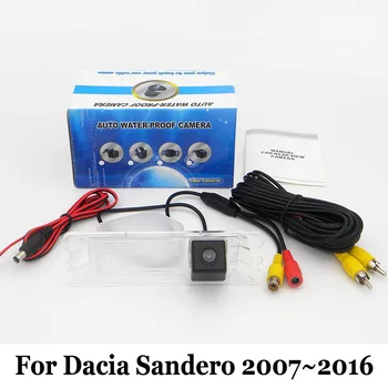 Záložný Fotoaparát Pre Dacia Sandero 2007~2016 / RCA AUX Drôt Alebo Wireless / HD Široký Objektív Uhol / CCD, Nočné Videnie parkovacia Kamera