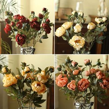 Vysoko kvalitné Hodvábne Kvety Vintage Nostalgické Umelá Kukurica, Mak, Falošné Kvety pre Home/Party Dekorácie
