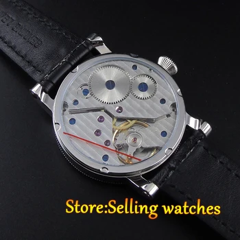 42mm parnis biela dial GMT Fázy Mesiaca ručné navíjanie pohyb pánske hodinky
