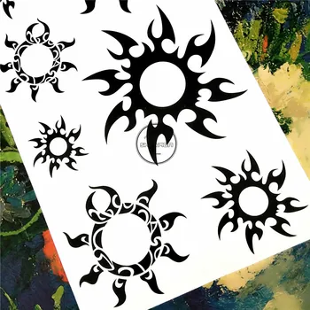 Nu-TATY Maya Indickej Čierne Slnko, Dočasné Tetovanie Body Art Rameno Flash Tetovanie Nálepky 17*10 cm Nepremokavé Falošné Henna Bezbolestné